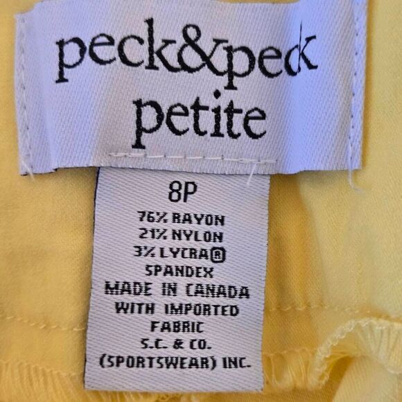 Peck & Peck Womens Flat Front Pedal Pushers Capri Pants Yellow Petite Size 8P - Picture 4 of 9